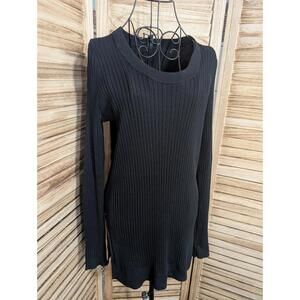 Athleta Lincoln Park Ribbed Stretchy Crewneck Long Sleeve Sweater Sz M Black